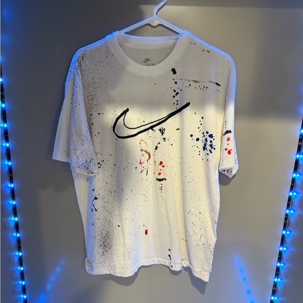 Nike White Tee with Red and Black Accents